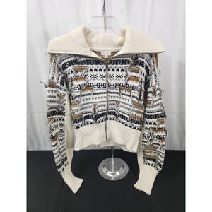 Anthropologie Pilcro Novelty Sweater Womens M Turtleneck Full Zip Comfy Preppy